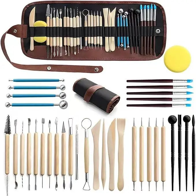 43PCS Ceramic Clay Tools Set Pottery Sculpting Tools for Polymer Carving Tools Bag DIY Handcraft Modeling Clay Tools Accessories