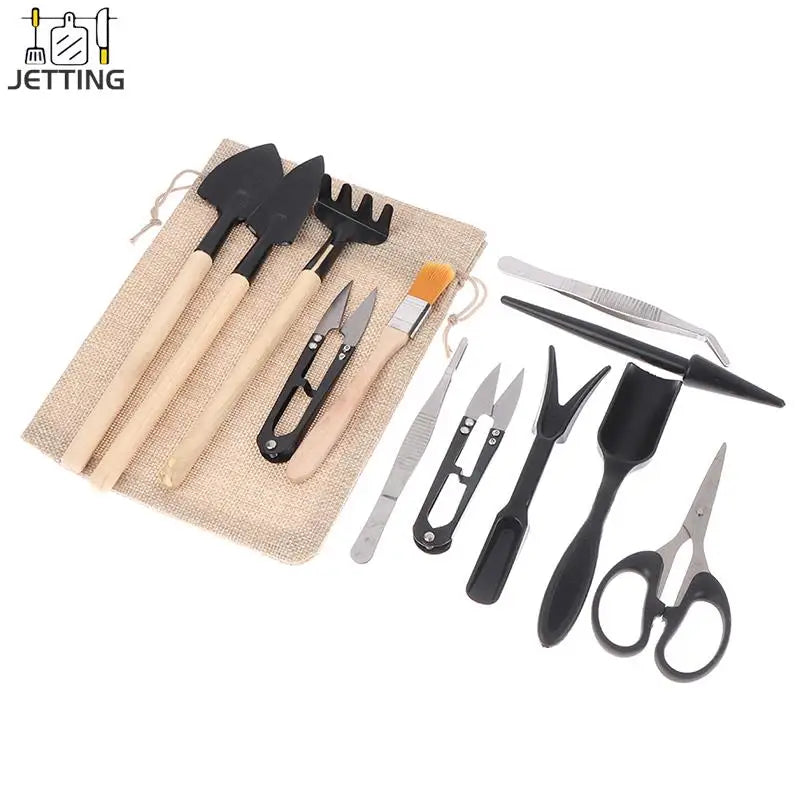 13pcs Mini Garden Hand Tools Transplanting Outdoor Bonsai Tools Shovels Planting Flower Succulent Miniature Gardening Tools