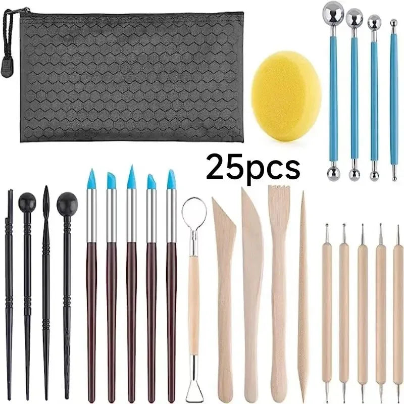 43PCS Ceramic Clay Tools Set Pottery Sculpting Tools for Polymer Carving Tools Bag DIY Handcraft Modeling Clay Tools Accessories