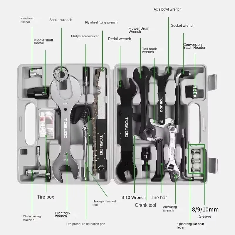 TOSUOD Bicycle Tools Sets Box Cycling Tools Professional Bike Multifunction Bicycle Repair Tools Key Set Cycling Tools ﻿