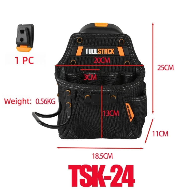 TOOLSTACK Mini Utility Toolkit Quality Hardwear Carpenter Work Tools Bag Quick-Hook Service Kit Hammer & Screwdriver Waist Pouch