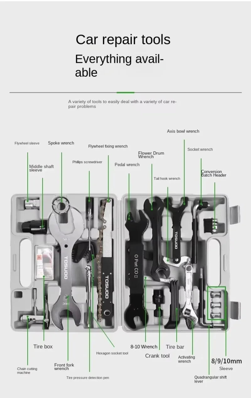 TOSUOD Bicycle Tools Sets Box Cycling Tools Professional Bike Multifunction Bicycle Repair Tools Key Set Cycling Tools ﻿