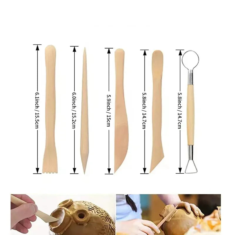 43PCS Ceramic Clay Tools Set Pottery Sculpting Tools for Polymer Carving Tools Bag DIY Handcraft Modeling Clay Tools Accessories