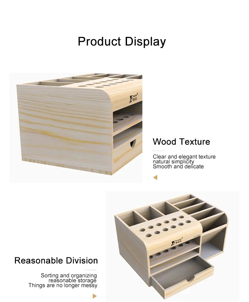 Toolguide Wooden Storage Box Screwdriver Tweezers Holder Mobile Phone Repair Desktop Reception Electronic Tools Tool Parts Box