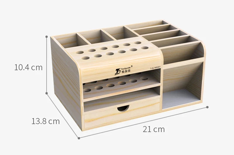 Toolguide Wooden Storage Box Screwdriver Tweezers Holder Mobile Phone Repair Desktop Reception Electronic Tools Tool Parts Box